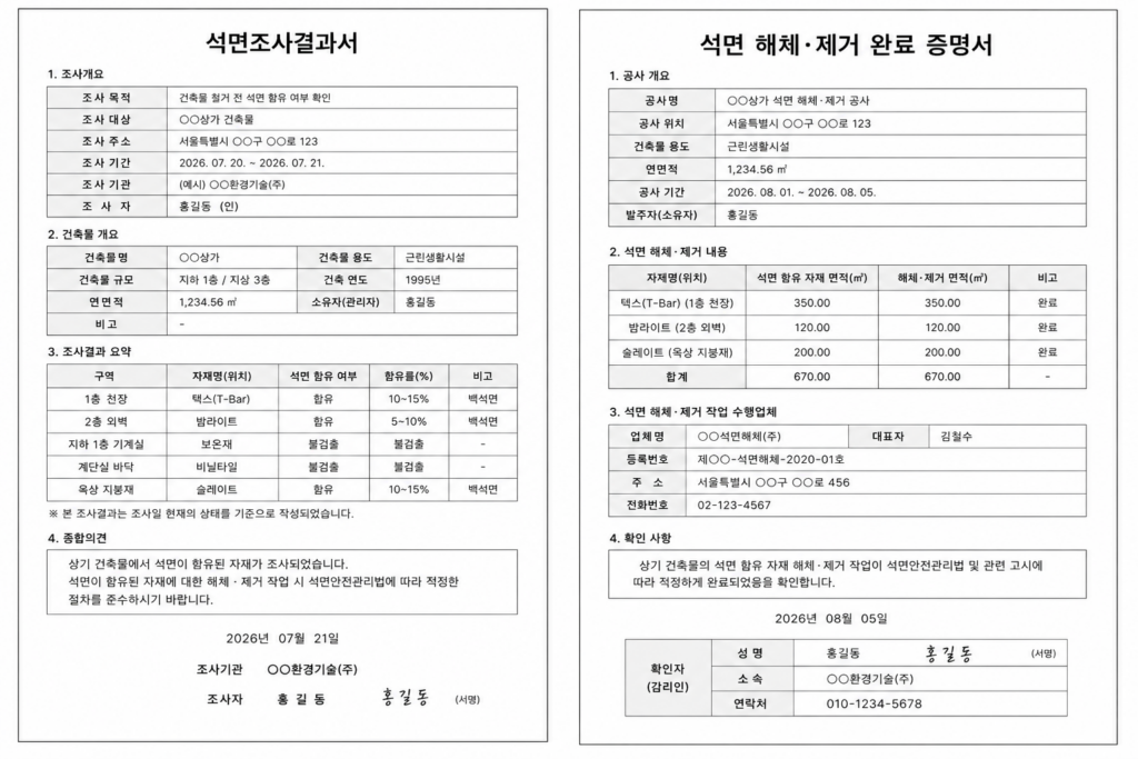 석면 조사 결과서 및 해체·제거 완료 증명서 완벽 가이드: 발급 절차, 활용 분야 및 주의사항 1 image