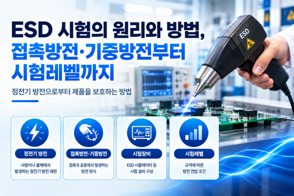 ESD 시험의 원리와 방법, 접촉방전·기중방전부터 시험레벨까지 썸네일
